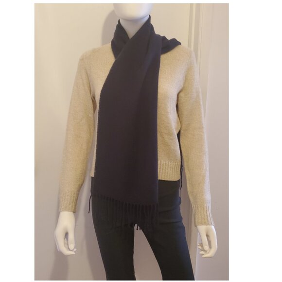 Le 31 Navy Blue/Black Herringbone Scarf by Simons - Picture 2 of 4